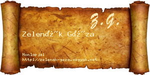 Zelenák Géza névjegykártya